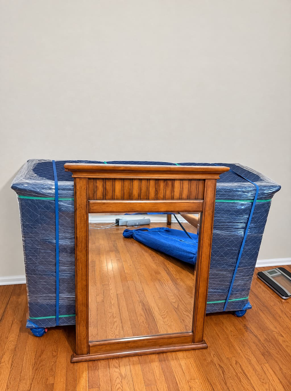 Dresser and mirror wrapped